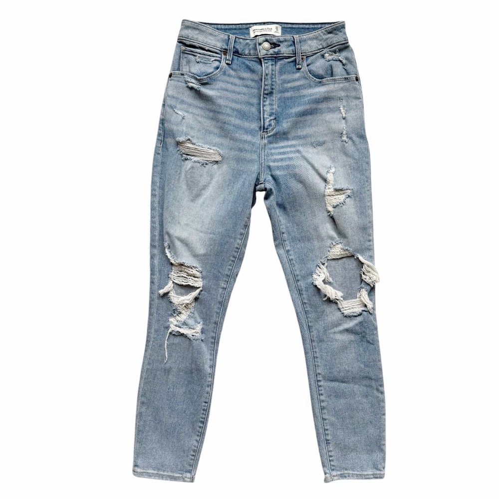 Abercrombie & Fitch High Rise Super Skinny Ankle Jean Light Wash Destroyed 27/4S